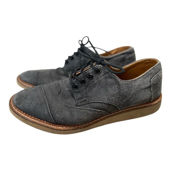 TOMS Mens Gray Canvas Derby Oxfords Wingtip Cap Toe Shoes Size 9M - Picture 1 of 10
